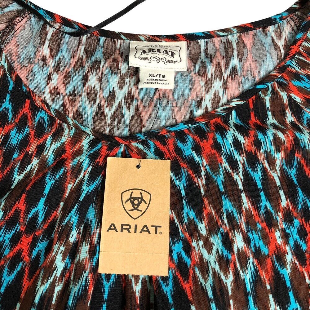 Ariat Top Womens XL Aztec Western Chevron Southwestern 3/4 Sleeve Blouse NWT - Picture 6 of 15